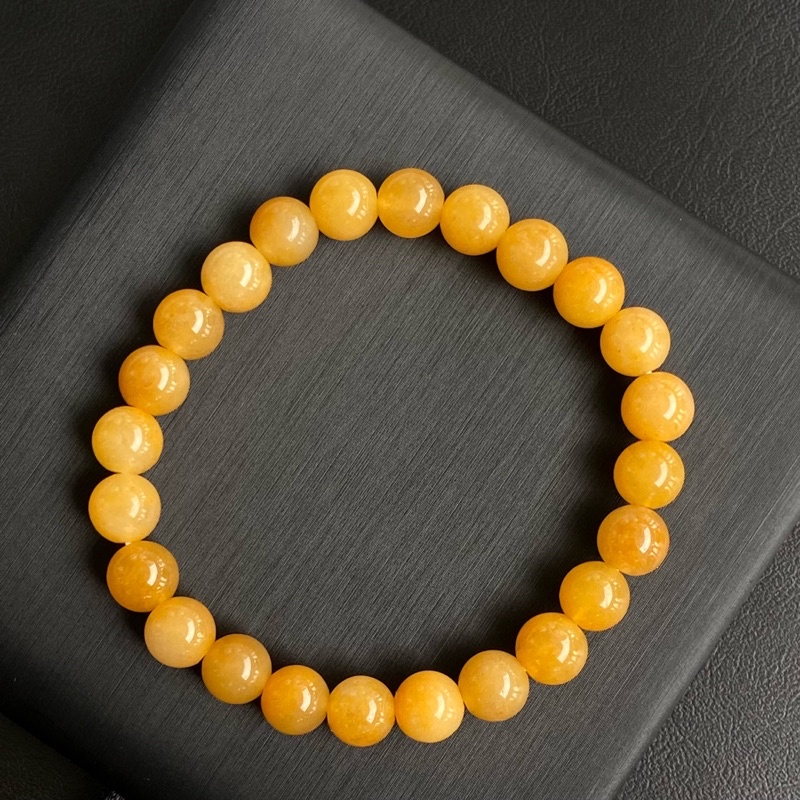 กำไลหินแท้ หยกน้ำผึ้ง (Honey Jade) 6-10mm 🍯