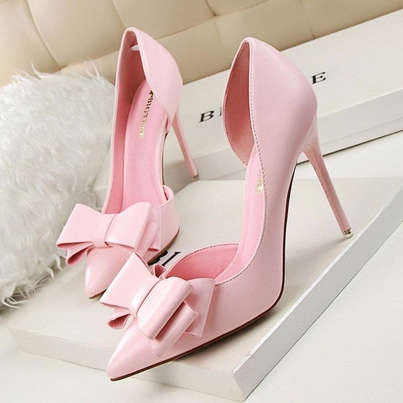 BIGTREE MPB31682 รองเท้าส้นสูงผู้หญิง Ribbon Office Party Shoes