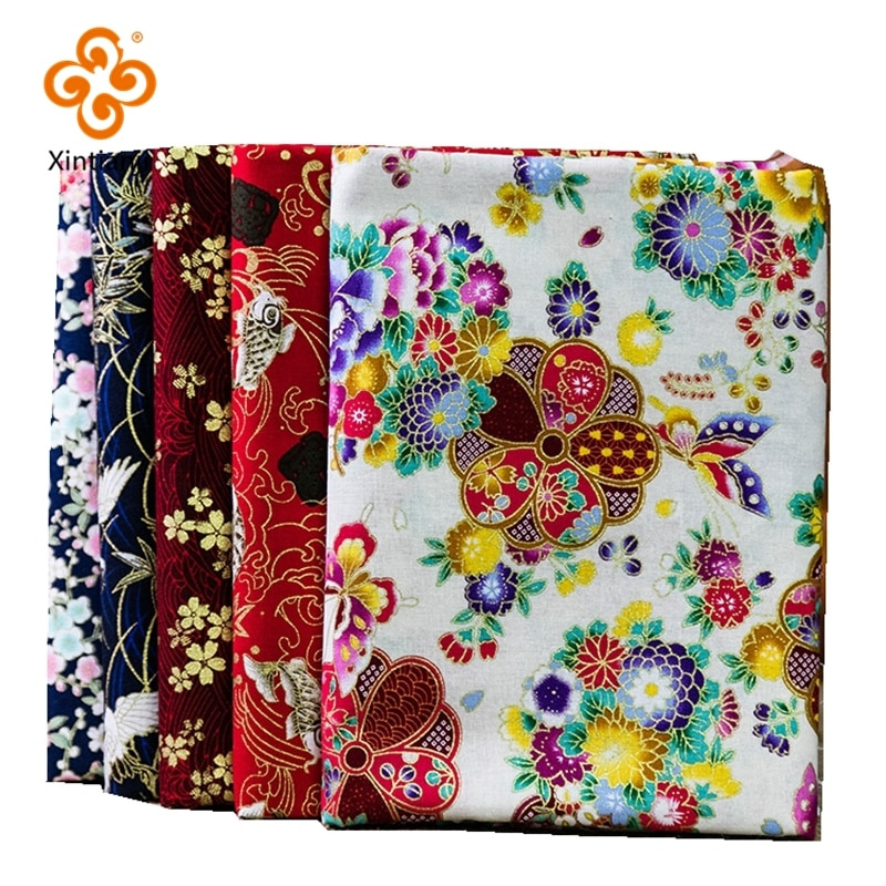 Xintianji ผ้าฝ้ายผ้าฟาบริคลายดอกไม้ญี่ปุ่นสําหรับ Diy Patchwork และชุดเดรส Cheongsam Tj8692