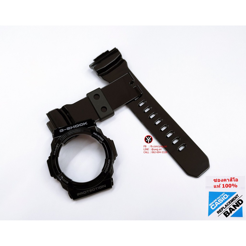กรอบสาย G-SHOCK แท้ สีดำเงาฟร้อนเทา(สาย1รู) ใส่ได้รับรุ่น GA-150 ,GA-300 ,GA-310 สายนาฬิกาข้อมือ สิน