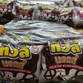ทิวลี่บิสกิต นอตส์ เคลือบครีมช็อคโกแลต ครีมสตอเบอร์รี่ ครีมนม 23 กรัม x 12 ซอง