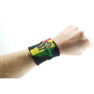 สินค้าราสต้า Wristband Africa Power สายรัดข้อมือราสต้า-เรกเก้สีดำ ลายแผนที่แอฟริกาและกำปั้น