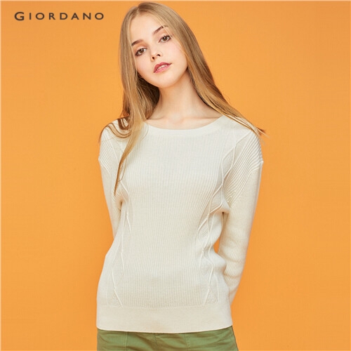 GIORDANO WOMEN Crewneck cable knitted sweater 13359811