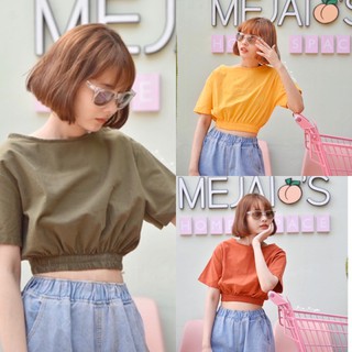 ‼️🌵พร้อมส่ง😍💕 ถูกที่สุด 😍🌵 Chic crop เสื้อครอปมินิมอล🌈 มี 10 สี💕 ครอป/คอปาด/เอวจั๊ม เสื้อผ้าฝ้าย เสื้อลินิน