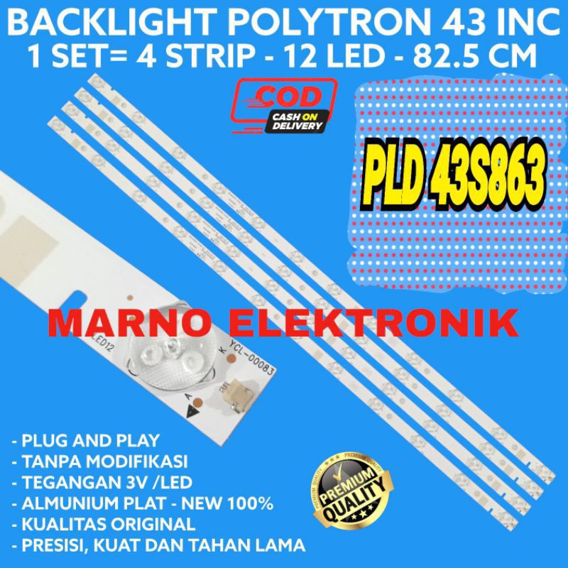 BL BACKLIGHT LED TV POLYTRON 43 IN PLD 43S863 BL POLYTRON 43IN PLD43S863 12LED 3V