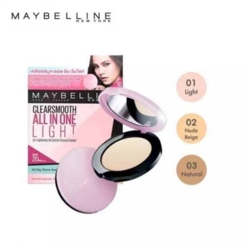 MAYBELLINE CLEARSSMOOTH ALL IN ONE POWDER แป้งตลับคุมมัน/แป้งฝุ่น/แป้งพัฟ/แป้งพัฟคุมมัน