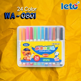 ปากกาเมจิก (ซักออกได้) LETO รุ่น WA-0801-24 WASHABLE MARKER 24 COLORS NON-TOXIC (1กล่องมี24สี)