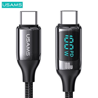 USAMS PD 100W Fast Charging USB 5A Type-C To Type C Cable 1.2M/2M สายชาร์จเร็ว สายชาร์จเชือกถัก