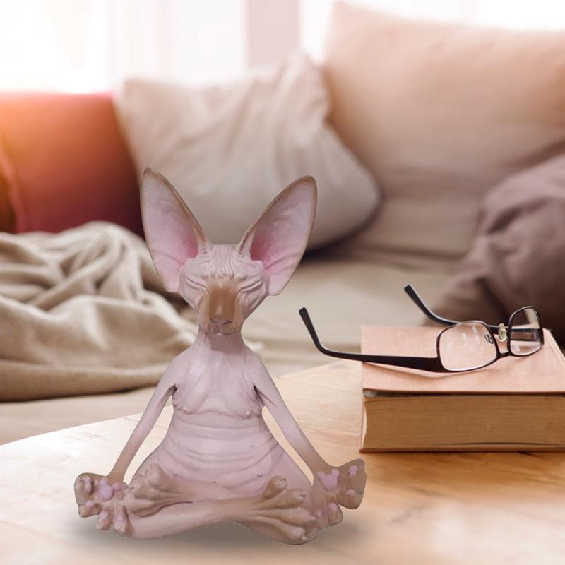 ♦♧◐Whimsical Meditation Sphynx Cat Statue Collectible Zen Yoga Pose Buddha Cat Statue For Office Garden Home Decor Figur