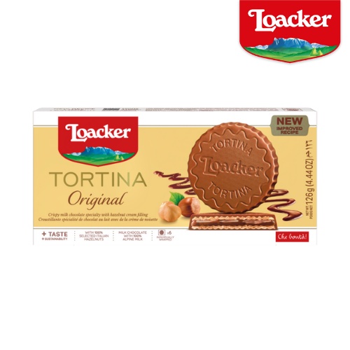 Loacker Tortina Original 3 ชิ้น เวเฟอร์ล็อกเกอร์ ออริจินัล เวเฟอร์เคลือบช็อกโกแลตนม เวเฟอร์ ขนมช็อกโ