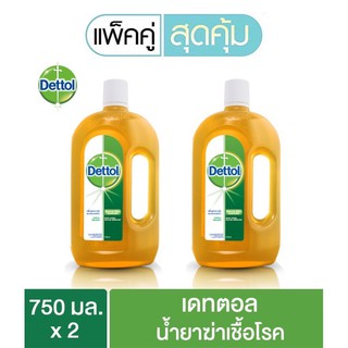 Dettol น้ำยาฆ่าเชื้อโรค 750 มล. 2 ขวด