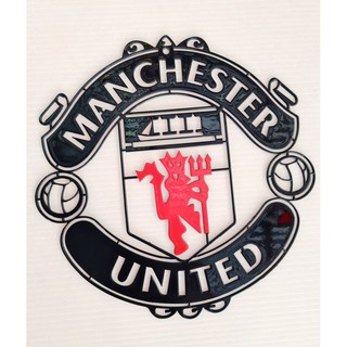 Manchester United โลโก้แมนเซสเตอร์ ยูไนเต็ด เหล็กตัดเลเซอร์ขนาด 18*18 cm.สีดำเงา/ผีแดง พ่นเคลือบเงา 2k ทนทุกสภาวะอากาศ