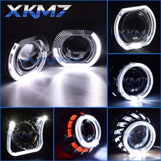 LED Angel Eyes Projector Shroud 2.5 inch H1 Lens Cover Bi-Xenon Headlight Dust Bezel Car Lights Accessories Retrofit DIY