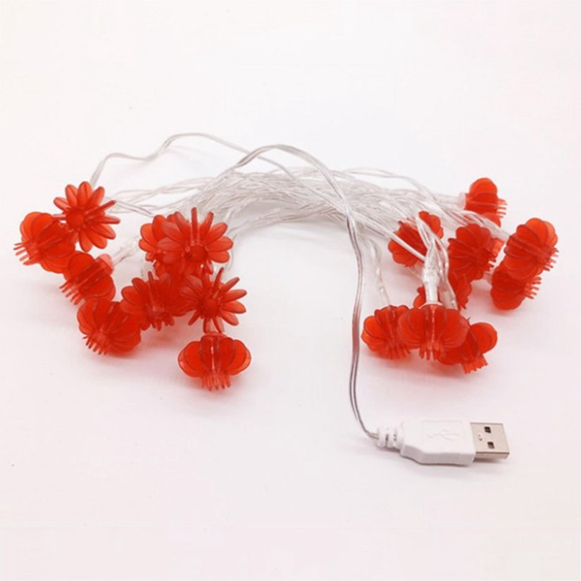 nice 20 LEDs Round Red Lanterns String Lights USB Fairy String Lights ...