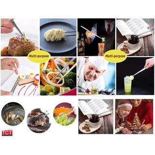 ที่คีบตกแต่งอาหาร ปากคีบสแตนเลส แหนบคีบชิ้นงาน ที่คีบปากเล็ก ที่คีบบาร์สแตนเลส มี 3 ขนาดให้เลือก Stainless Steel Tweezer