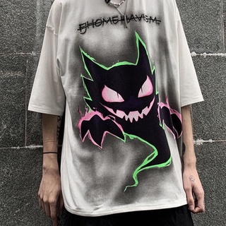 เสื้อผ้าแฟชั่น โปเกมอน Gengar เสื้อโอเวอร์ไซส์ผู้ชาย กราฟฟิตี อนิเมะ คุณภาพดี 4XL 5XL