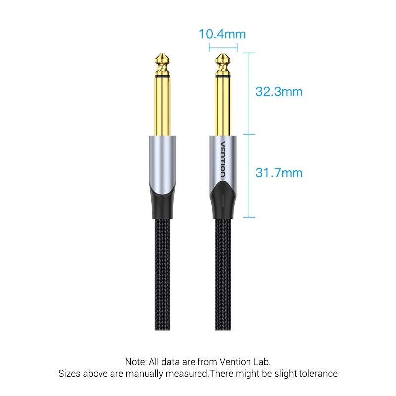 Vention  AUX 6.35 มม. สายเคเบิ้ลเสียง 26AWG Hi-Fi ไมโครโฟน สําหรับกีตาร์ไฟฟ้า เปียโน เบส มิกเซอร์ เครื่องเสียง