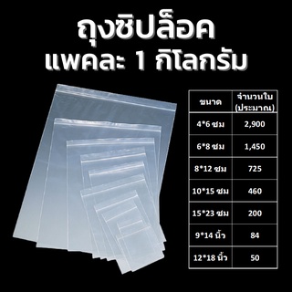 ถุงซิปล็อค 1 กิโล ถุงซิป ถุงพลาสติก ถุงซิปใส่อาหาร หนา12มิล ถุงซิปใส ซิปลอค ซิปล็อค ซิปล๊อค