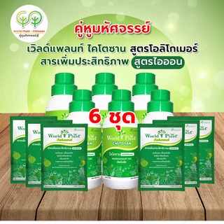 คู่หูมหัศจรรย์ 6 ชุด  ปุ๋ยน้ำ World Plant เวิลด์แพลนท์ สารเพิ่มประสิทธิภาพ+ไคโตซาน