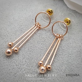 ER0246A ต่างหูแฟชั่นประดับเพชร CZ (White gold plated)