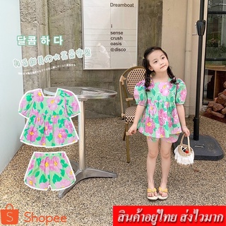 Lovebaby ชุดเซ็ทเด็ก 2 ชิ้น เสื้อ+กางเกงลายดอก (สีม่วง) รุ่น B567