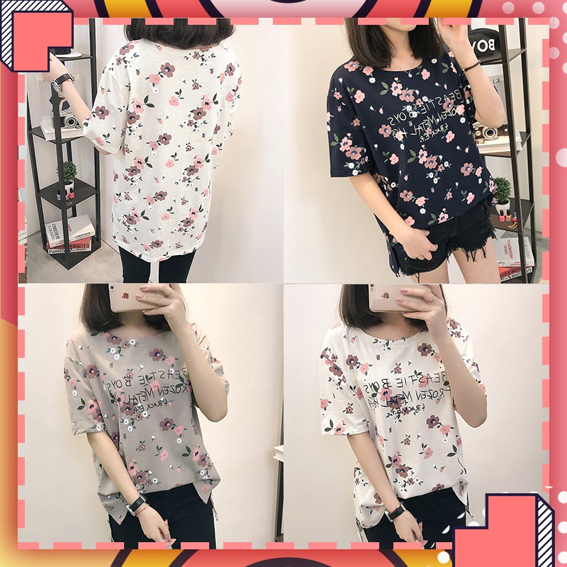 LH.Sunday เสื้อคอกลมลายดอกสไตล์วินเทจ ฮิตตลอดกาล ยืนหนึ่งในความปังมาตลอด มี 3 สียั่วๆ เลือกสีที่ชอบเลยจ้า