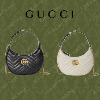 Gucci/ GG/ GG Marmont ฮาล์ฟมูนมินิกระเป๋า/ กระเป๋าสะพายข้าง