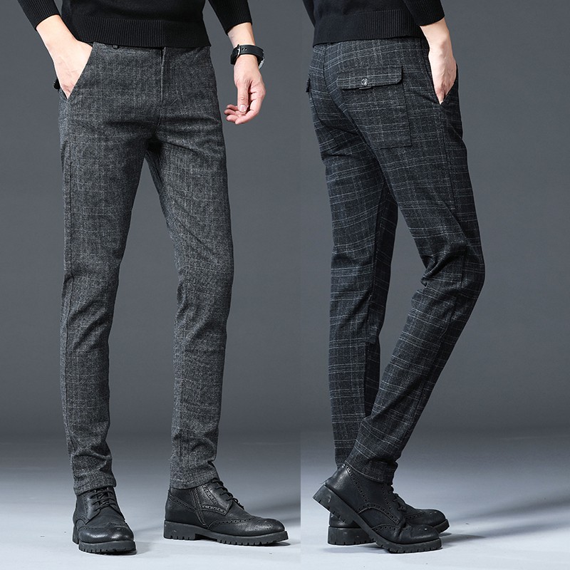 Plaid Casual Pants Men's Loose Straight Tube Business Men's Trousers ...