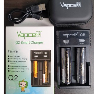 Vapcell เครื่องชาร์จQ2+ถ่าน18650 black 2000mAh 38A 2ก้อน ของแท้