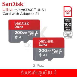 ซื้อ (1แถม1) เมมโมรี่การ์ด Sandisk Ultra MicroSDXC A1 200GB 100MB/S UHS-1 Class 10 (SDSQUAR-200G-GN6MA)