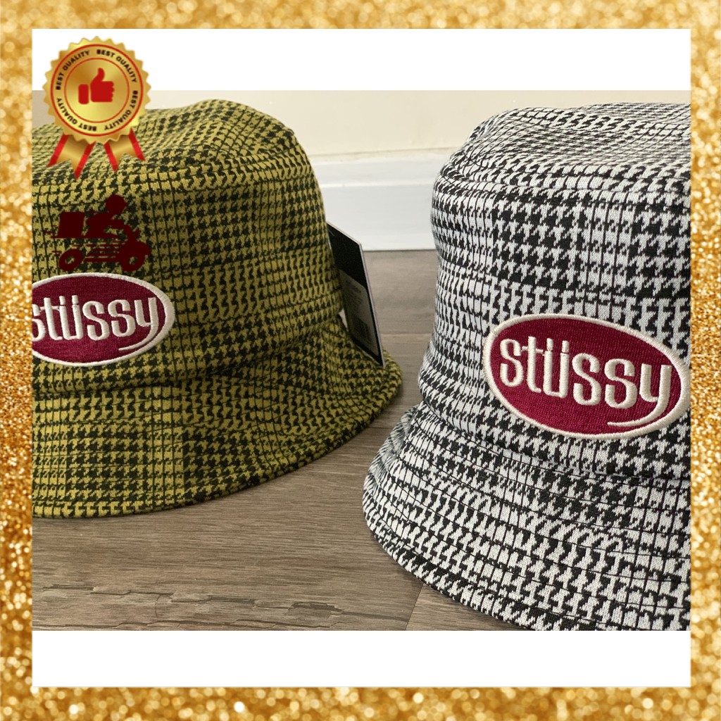 lola plaid knit bucket hat