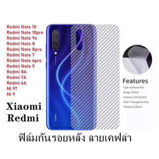 ฟิล์มหลังเคฟล่า Xiaomi Note9s / Note 6pro / Note 7 / Note 8 / Note 8 pro / 10 / 10pro  ฟิล์มหลัง ฟิล์ม ราคาถูก