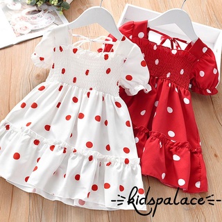 BbQ-Kids Girls Fashion Short Sleeve Polka Dot Dress Stylish Dress for Children Baby Girls