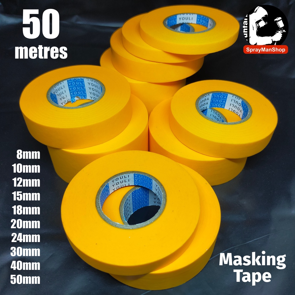 Masking Tape 50 Metres สีส้มสําหรับพ่นสีรถยนต์ Nitto Tape Quality / 3M 233+ Tape