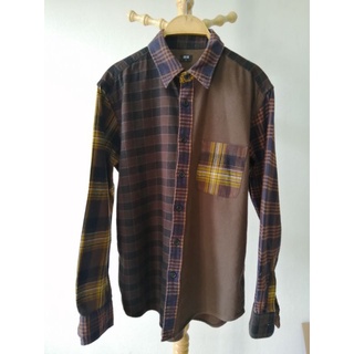 มือสอง. Uniqlo แท้. เสื้อเชิ๊ตรุ่น​ Men Flanel Checked Long Sleeve