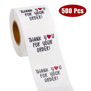 สติกเกอร์ลาย Thank You For Your Order สีขาว สําหรับตกแต่ง 500 ชิ้น