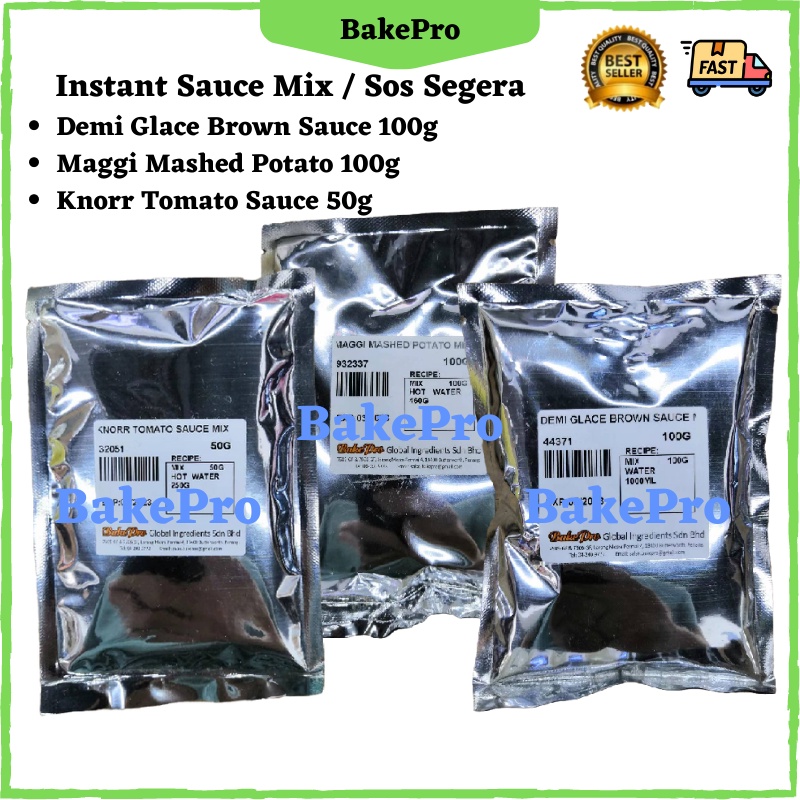 BakePro 50g/100g Demi Glace Brown Sauce Mix / ซอสมะเขือเทศ คนอร์ / Maggi Mashed Potato Mix Serbuk So