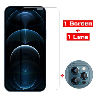[Free 1 Lens Film] 2in1 Tempered Glass Screen Protector For iPhone 13 12 Mini 11 Pro XR X XS Max 8 7 6 6s Plus SE 2020