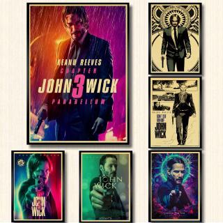 โปสเตอร์กระดาษคราฟท์ พิมพ์ลายภาพยนตร์ John Wick แนววินเทจ สําหรับตกแต่งผนังบ้าน บาร์