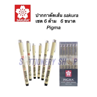 ปากกาตัดเส้น pigma sakura เซต 6 ด้าม 6 ขนาด