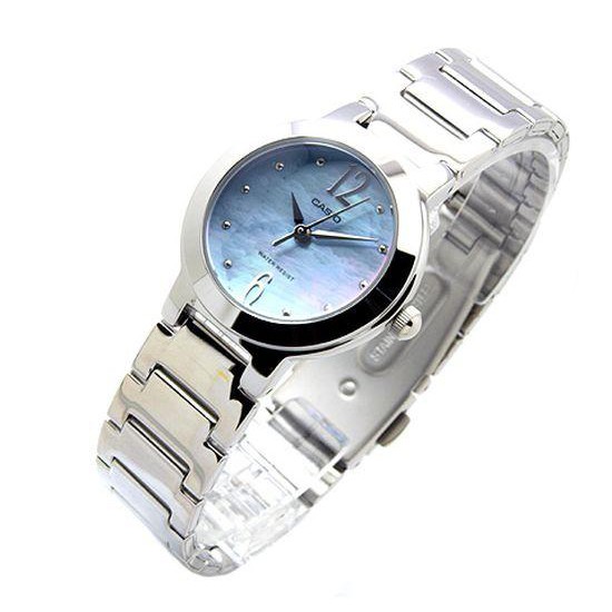 Casio นาฬิกาข้อมือผู้หญิงรุ่น LTP-1191A- 2ADF สายสแตนเลส หน้าปัดมุก สีฟ้า - มั่นใจ ของแท้ 100% รับประกันสินค้า 1 ปีเต็ม
