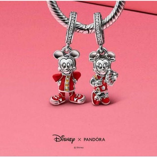 (พร้อมส่ง)*New*Pandora Disney Chinese New Year Mickey/Minnie Mouse Dangle Charm