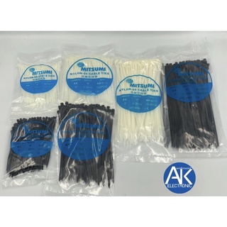 สายรัด MITSUMI เคเบิ้ลไทร์ cable ties ขนาด 4นิ้ว 6นิ้ว 8นิ้ว 10นิ้ว สี ขาว-ดำ สายรัดพลาสติก