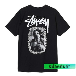 STUSSY เสื้อยืดคอก ลมแขนสั้นผ้าฝ้ายทรงหลวมแฟชั่นลําลองสําหรับผู้ชาย