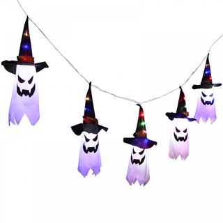 ◀READY▶Halloween Decorative Lights Hanging Orange Pumpkin White Ghost Decoration# Good Quality