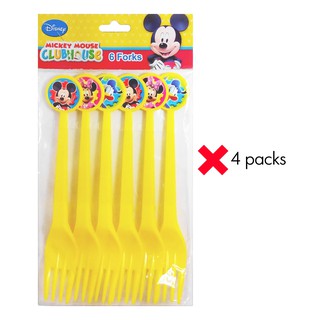 Disney Mickey Mouse Clubhouse Forks ส้อม - มิกกี้ เมาส์ แพ็ค 6 ชิ้น สีเหลือง x 4 แพ็ค