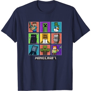 เสื้อยืดผ้าฝ้ายพรีเมี่ยม เสื้อยืด พิมพ์ลาย Minecraft Group Shot