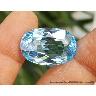 พลอย สกาย บลูโทปาส (Blue Topaz) ไข่ 31.11 ct.(ผ่อน0% 10เดือน) ♡ ขนาด 15.6 x 20.3 x 10.2 mm. พลอยแท้100%