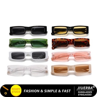 (JIUERBA)COD กรอบแว่นตาสีลูกกวาดหญิง Shades UV400 แว่นตากันแดดทรงสี่เหลี่ยมผืนผ้าขนาดเล็กสำหรับผู้หญิง