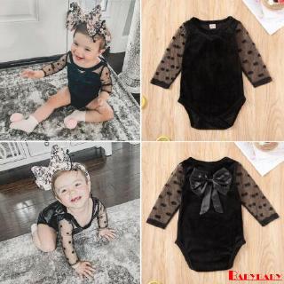 ✽UP✽Newborn Infant Baby Girls Velvet Clothes Lace Romper Polka Dot Bodysuit Bowknot Jumpsuit Princess Outfits